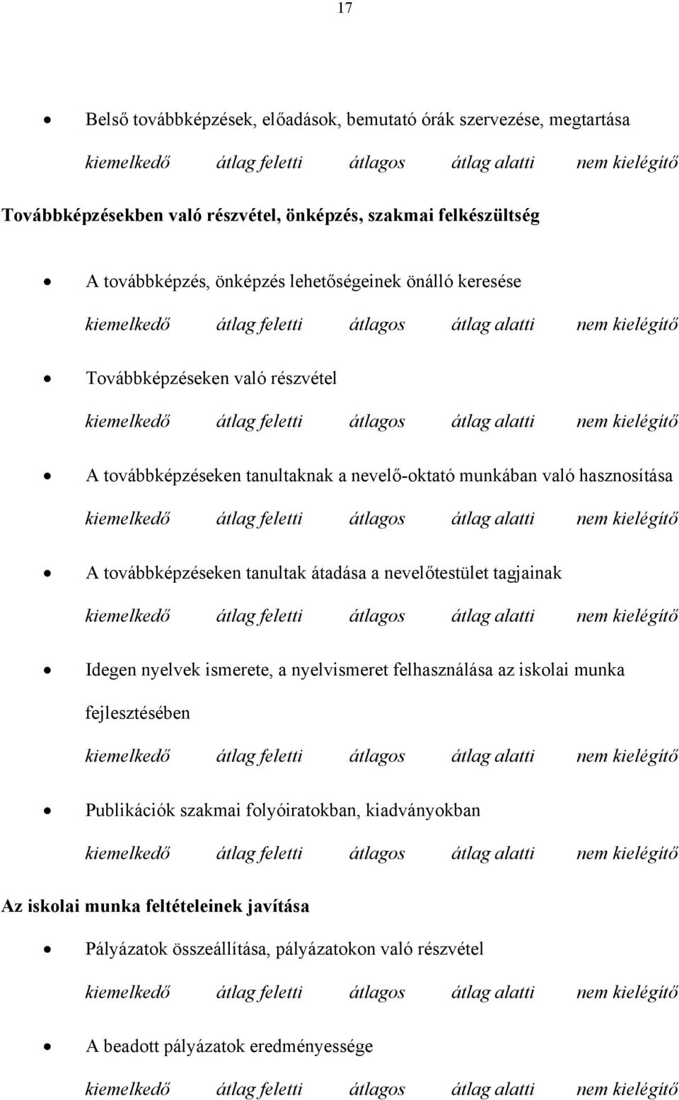 továbbképzéseken tanultak átadása a nevelőtestület tagjainak Idegen nyelvek ismerete, a nyelvismeret felhasználása az iskolai munka fejlesztésében