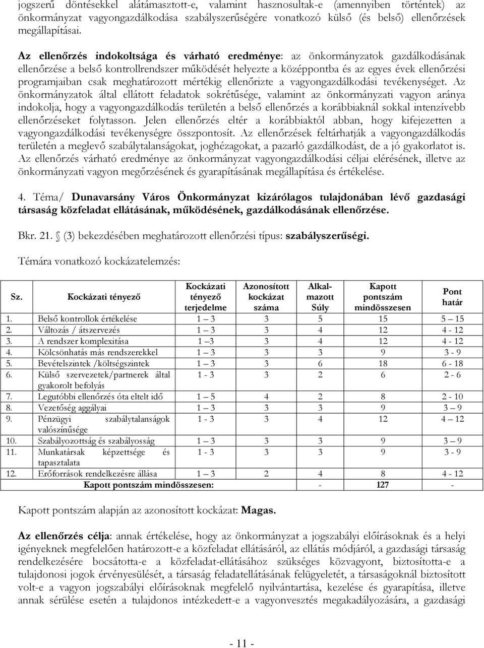 csak meghatározott mértékig ellenőrizte a vagyongazdálkodási tevékenységet.