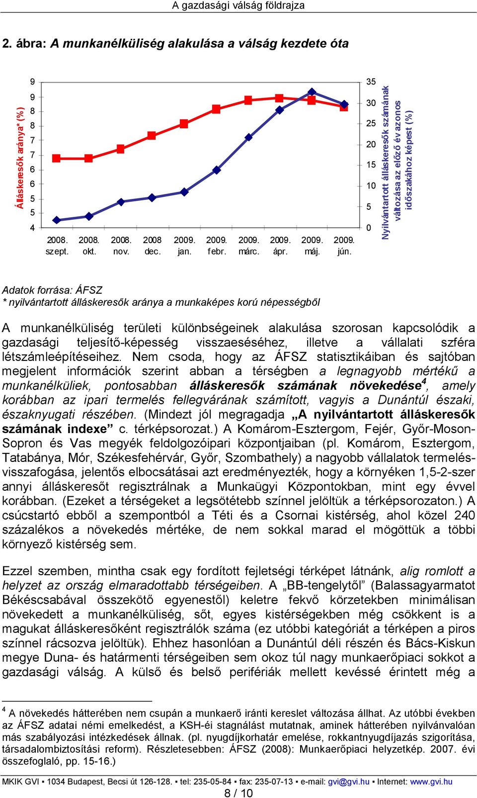 A munkanélküliség területi különbségeinek alakulása szorosan kapcsolódik a gazdasági teljesítı-képesség visszaeséséhez, illetve a vállalati szféra létszámleépítéseihez.