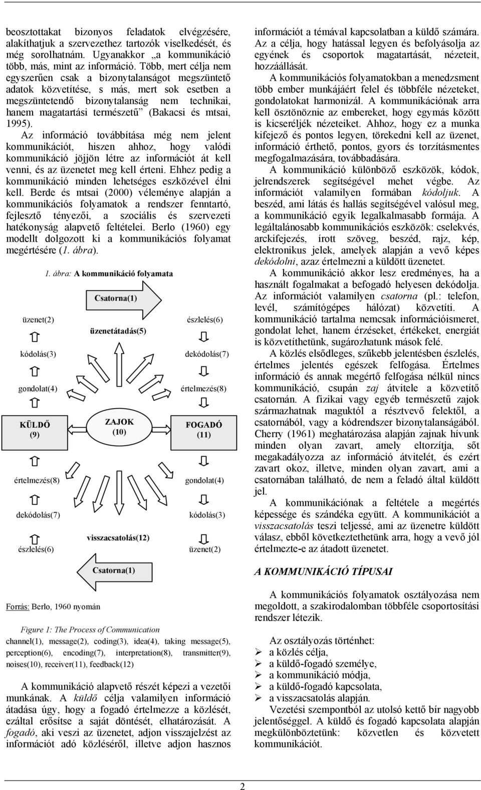 mtsai, 1995). Az információ továbbítása még nem jelent kommunikációt, hiszen ahhoz, hogy valódi kommunikáció jöjjön létre az információt át kell venni, és az üzenetet meg kell érteni.