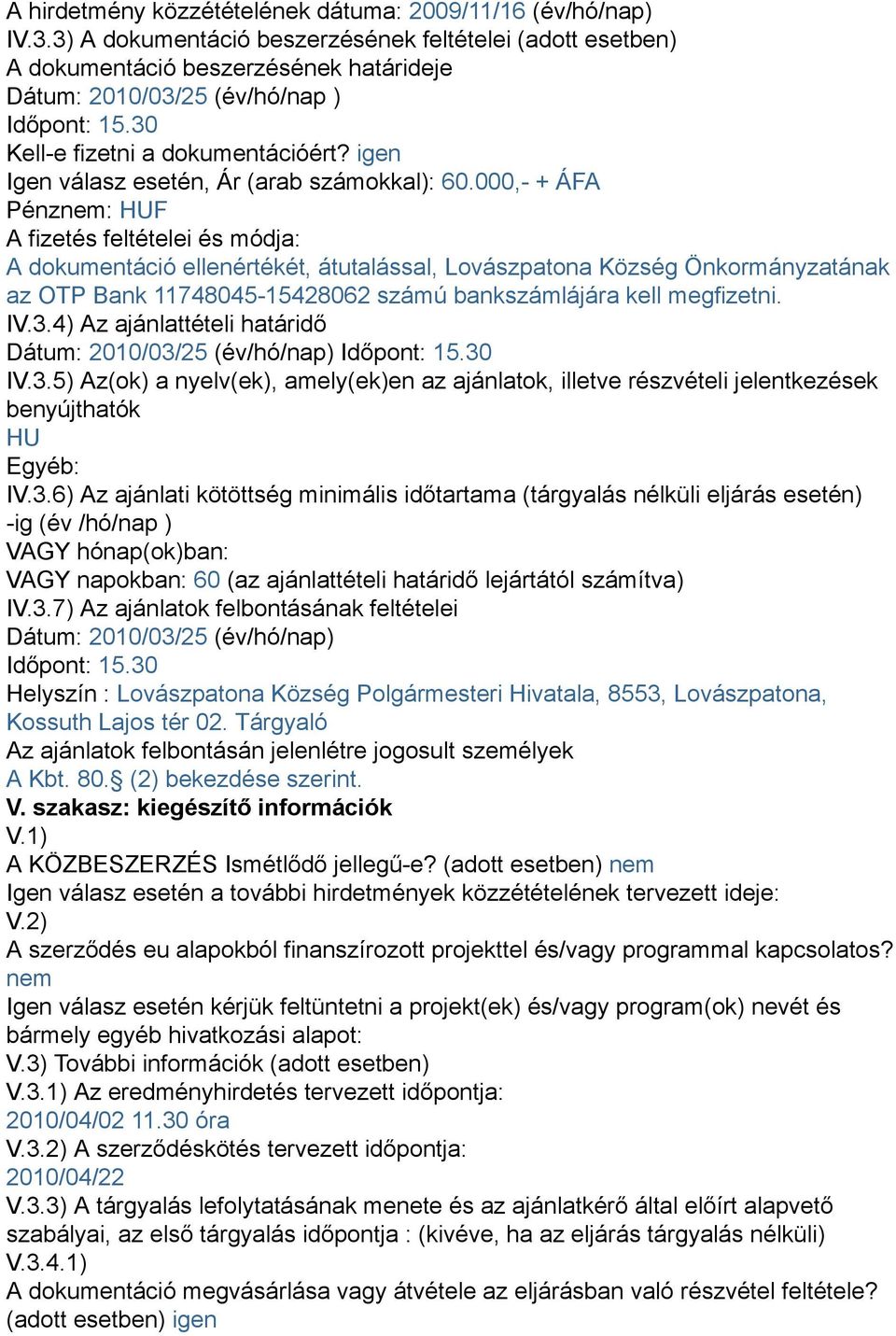 igen Igen válasz esetén, Ár (arab számokkal): 60.