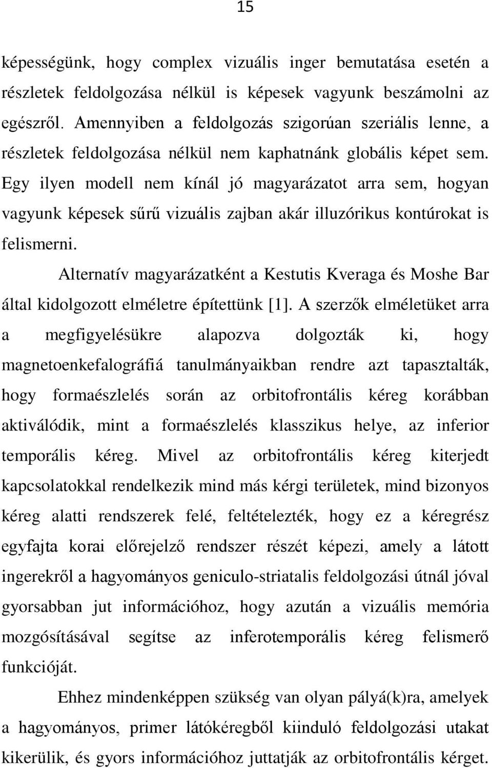 Egy ilyen modell nem kínál jó magyarázatot arra sem, hogyan vagyunk képesek sűrű vizuális zajban akár illuzórikus kontúrokat is felismerni.