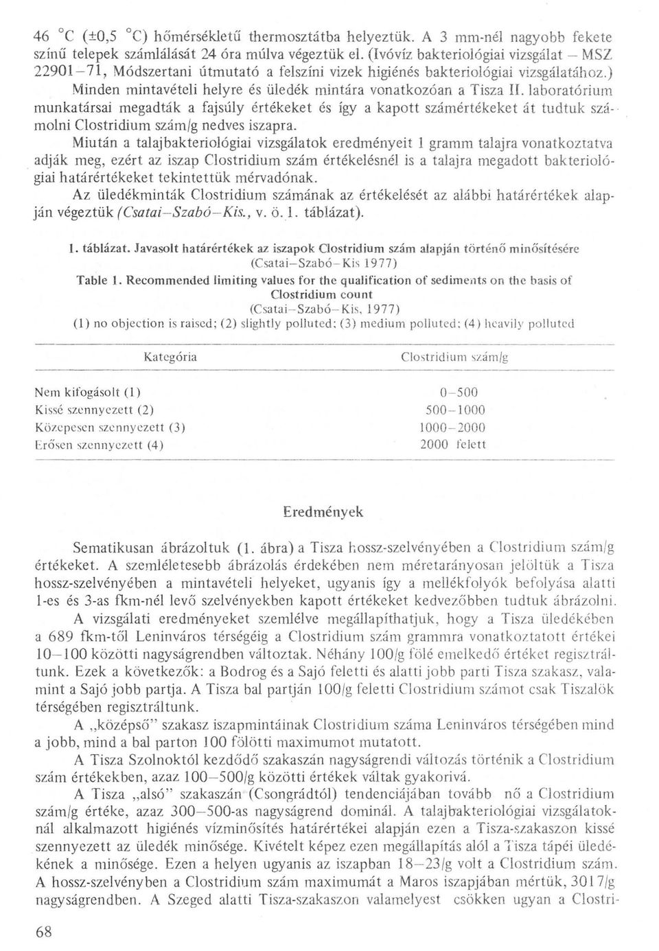 laboratórium munkatársai megadták a fajsúly értékeket és így a kapott számértékeket át tudtuk szá- molni Clostridium számig nedves iszapra.