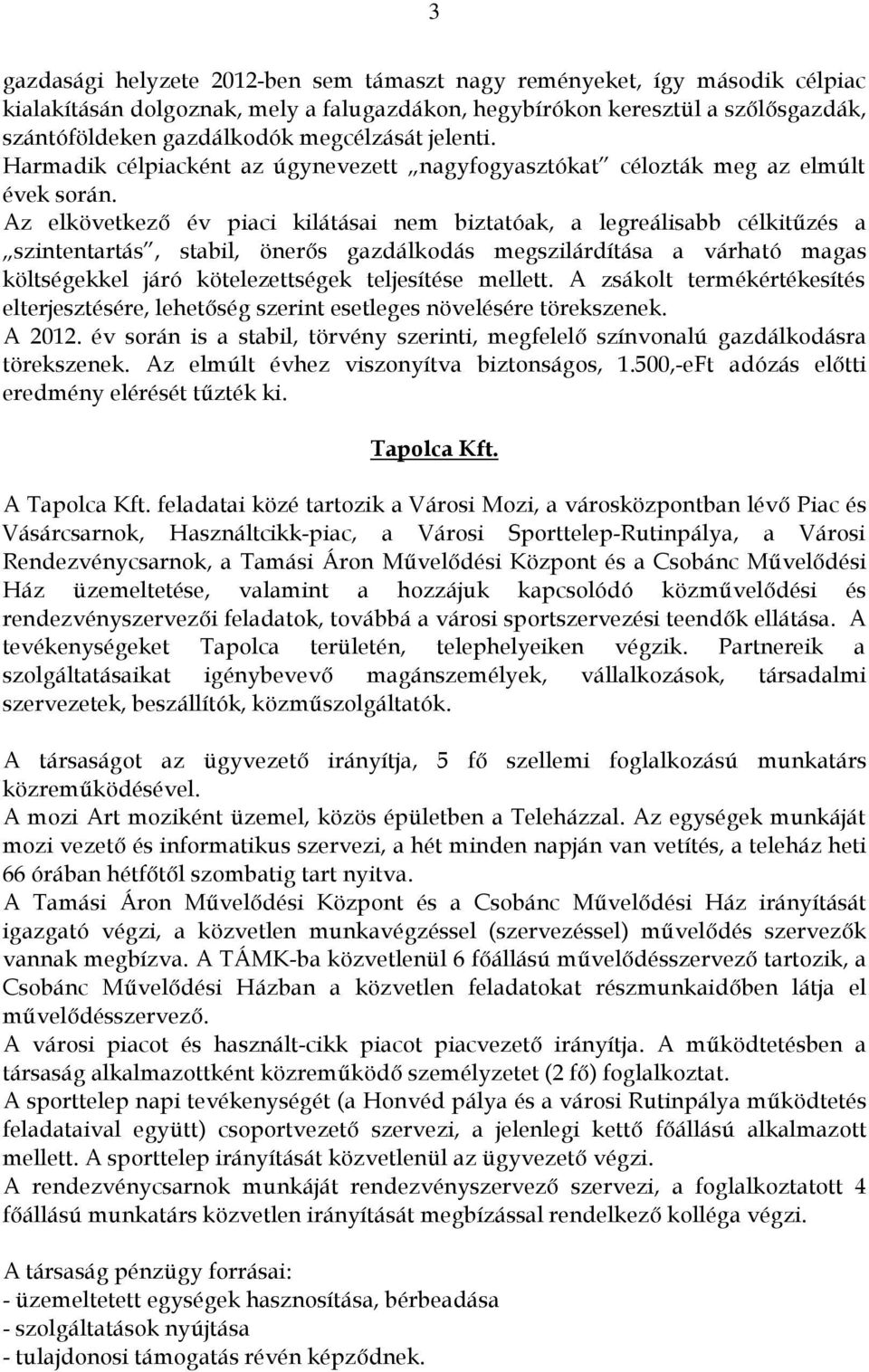 Az elkövetkező év piaci kilátásai nem biztatóak, a legreálisabb célkitűzés a szintentartás, stabil, önerős gazdálkodás megszilárdítása a várható magas költségekkel járó kötelezettségek teljesítése