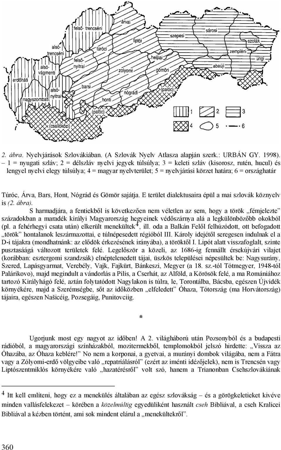 országhatár Túróc, Árva, Bars, Hont, Nógrád és Gömör sajátja. E terület dialektusaira épül a mai szlovák köznyelv is (2. ábra).