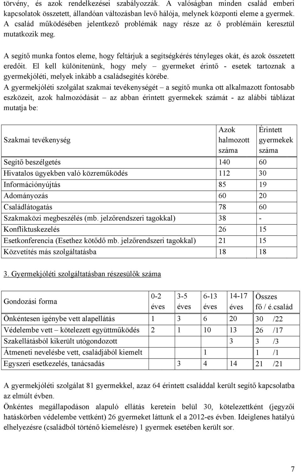 El kell különítenünk, hogy mely gyermeket érintő - esetek tartoznak a gyermekjóléti, melyek inkább a családsegítés körébe.