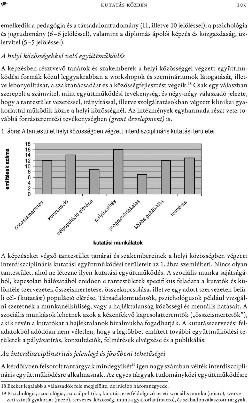 A helyi közösségekkel való együttműködés A képzésben résztvevő tanárok és szakemberek a helyi közösséggel végzett együttműködési formák közül leggyakrabban a workshopok és szemináriumok látogatását,