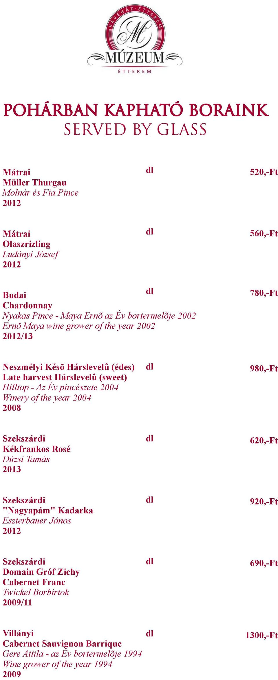 Hilltop - Az Év pincészete 2004 Winery of the year 2004 2008 980,-Ft Kékfrankos Rosé Dúzsi Tamás 2013 620,-Ft "Nagyapám" Kadarka Eszterbauer János 920,-Ft Domain