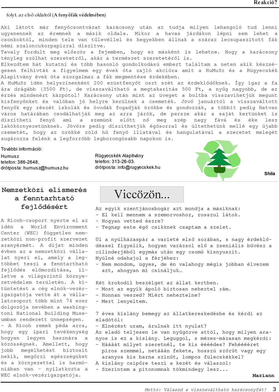 Tavaly fordult meg először a fejemben, hogy ez másként is lehetne. Hogy a karácsony tényleg szólhat szeretetről, akár a természet szeretetéről is.