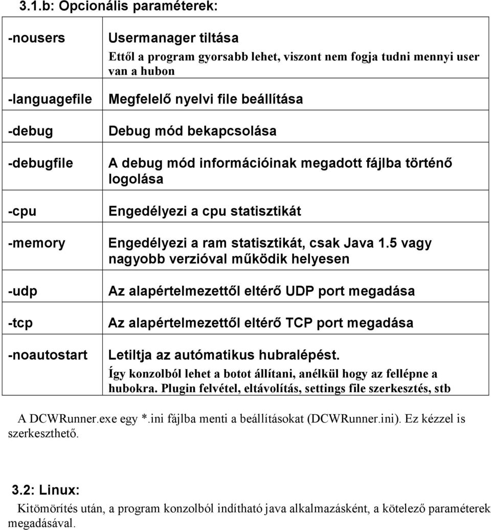 5 vagy nagyobb verzióval működik helyesen Az alapértelmezettől eltérő UDP port megadása Az alapértelmezettől eltérő TCP port megadása Letiltja az autómatikus hubralépést.