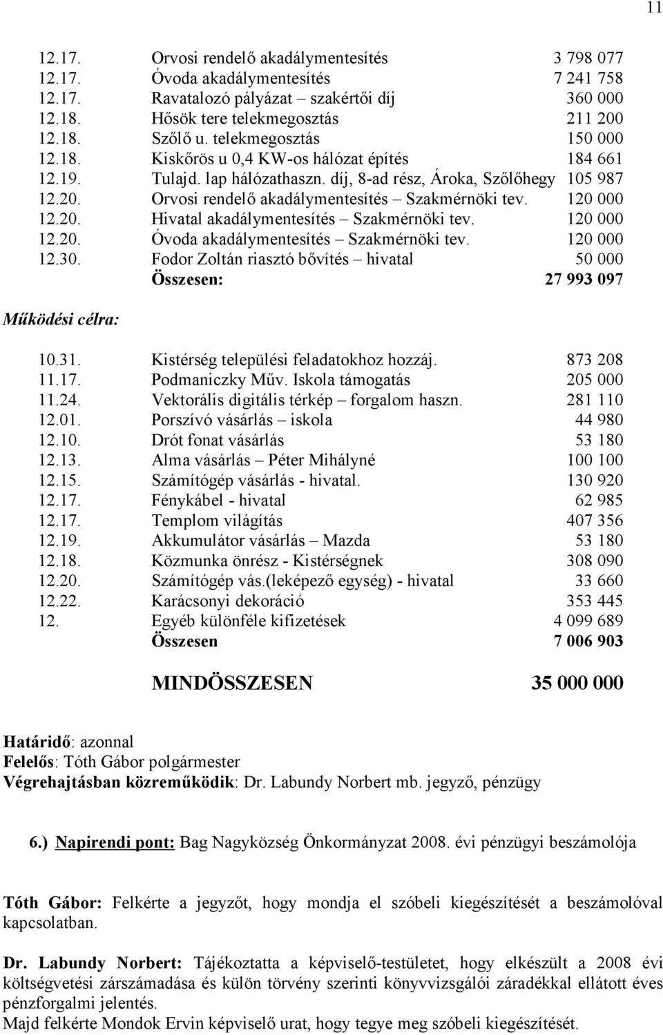 Orvosi rendelő akadálymentesítés Szakmérnöki tev. 120 000 12.20. Hivatal akadálymentesítés Szakmérnöki tev. 120 000 12.20. Óvoda akadálymentesítés Szakmérnöki tev. 120 000 12.30.