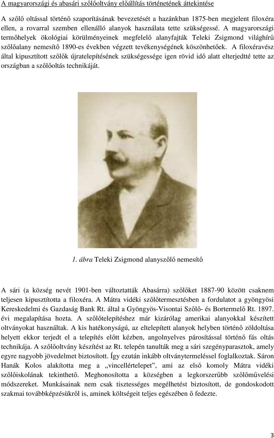 A magyarországi termőhelyek ökológiai körülményeinek megfelelő alanyfajták Teleki Zsigmond világhírű szőlőalany nemesítő 1890-es években végzett tevékenységének köszönhetőek.