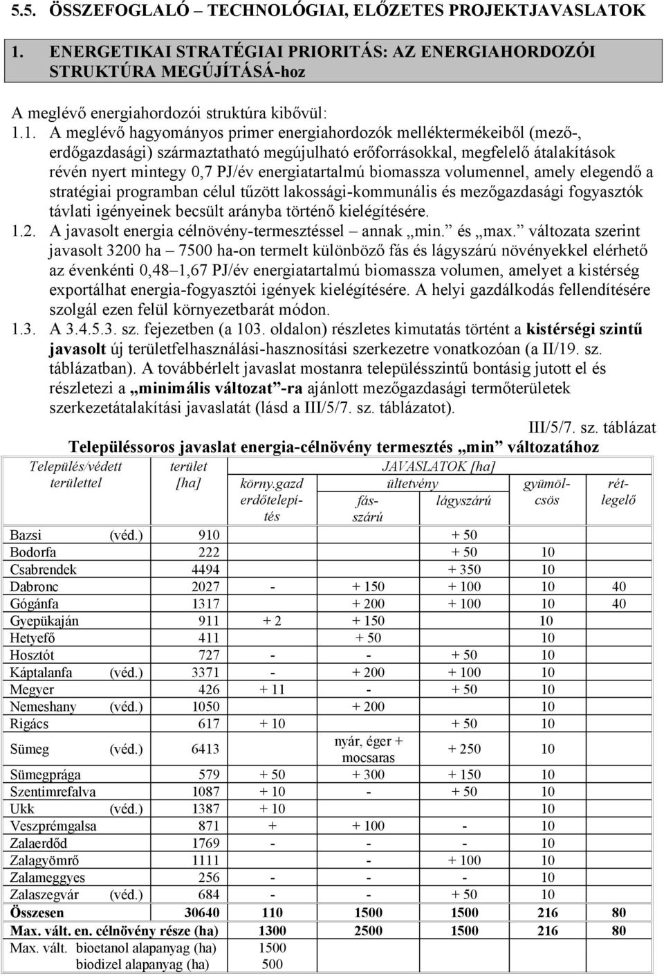 1. A meglévő hagyományos primer energiahordozók melléktermékeiből (mező-, erdőgazdasági) származtatható megújulható erőforrásokkal, megfelelő átalakítások révén nyert mintegy 0,7 PJ/év