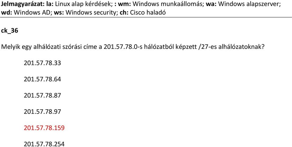 0-s hálózatból képzett /27-es alhálózatoknak?