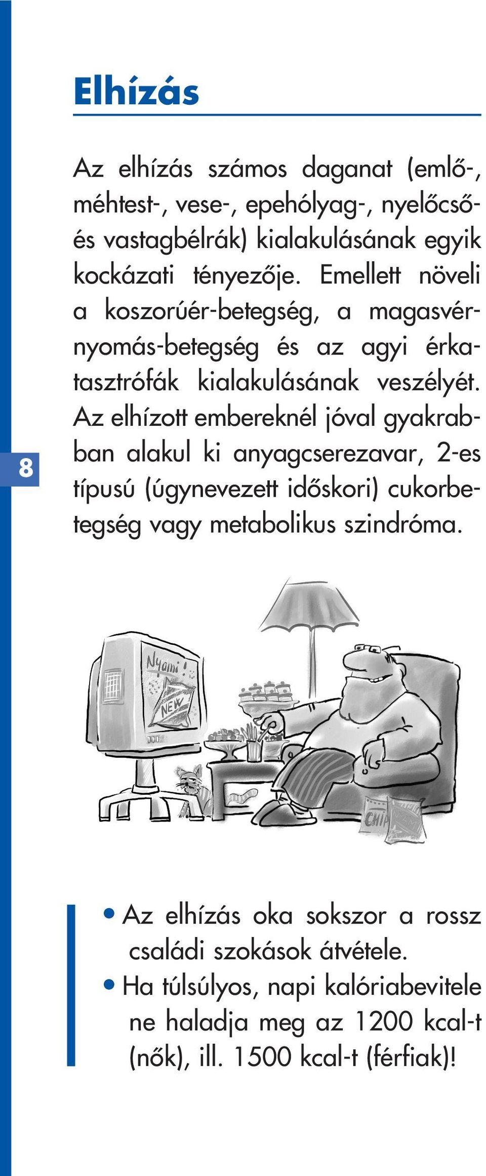 Az elhízott embereknél jóval gyakrabban alakul ki anyagcserezavar, 2-es típusú (úgynevezett idôskori) cukorbetegség vagy metabolikus