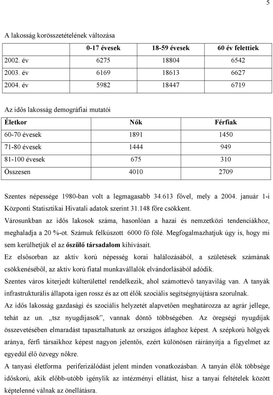 legmagasabb 34.613 fővel, mely a 2004. január 1-i Központi Statisztikai Hivatali adatok szerint 31.148 főre csökkent.