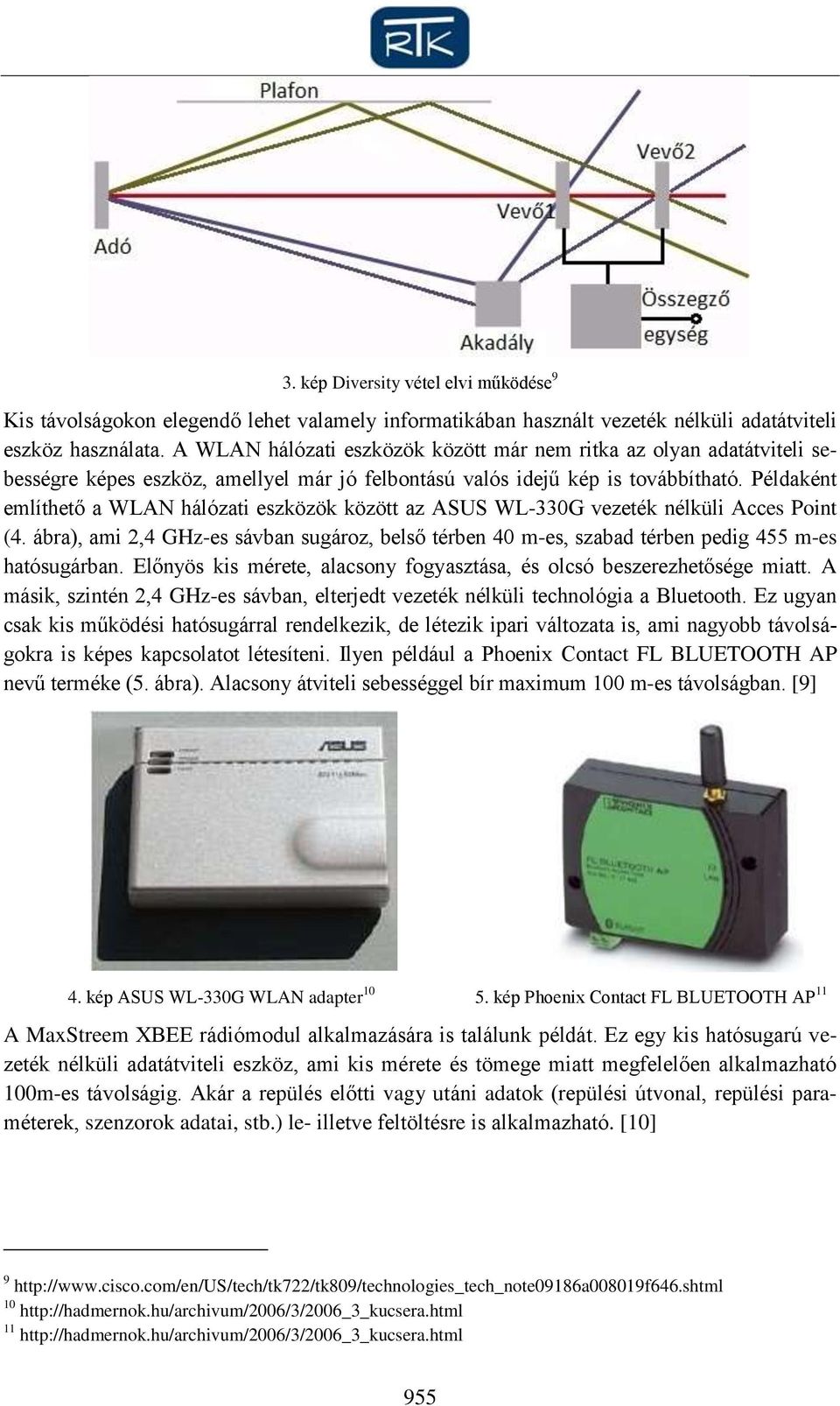 Példaként említhető a WLAN hálózati eszközök között az ASUS WL-330G vezeték nélküli Acces Point (4.