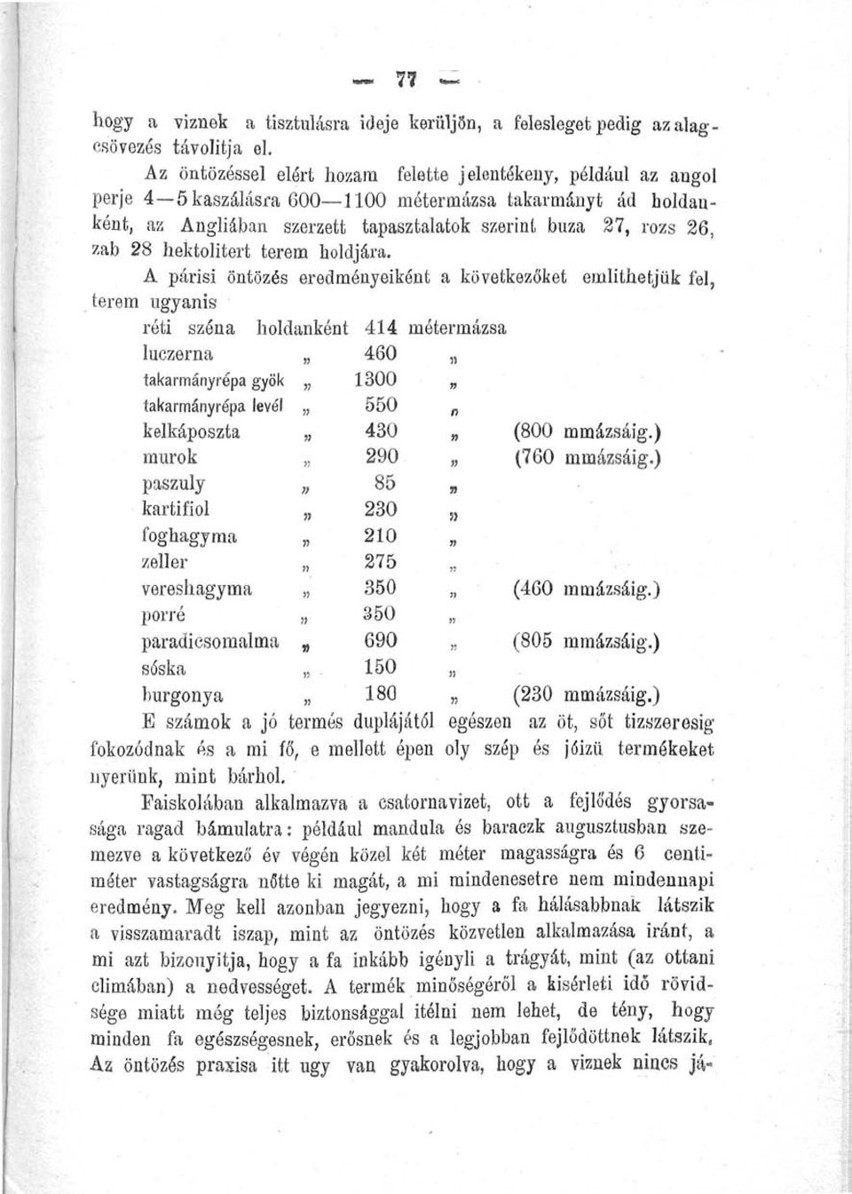 hektolitert terem holdjára.