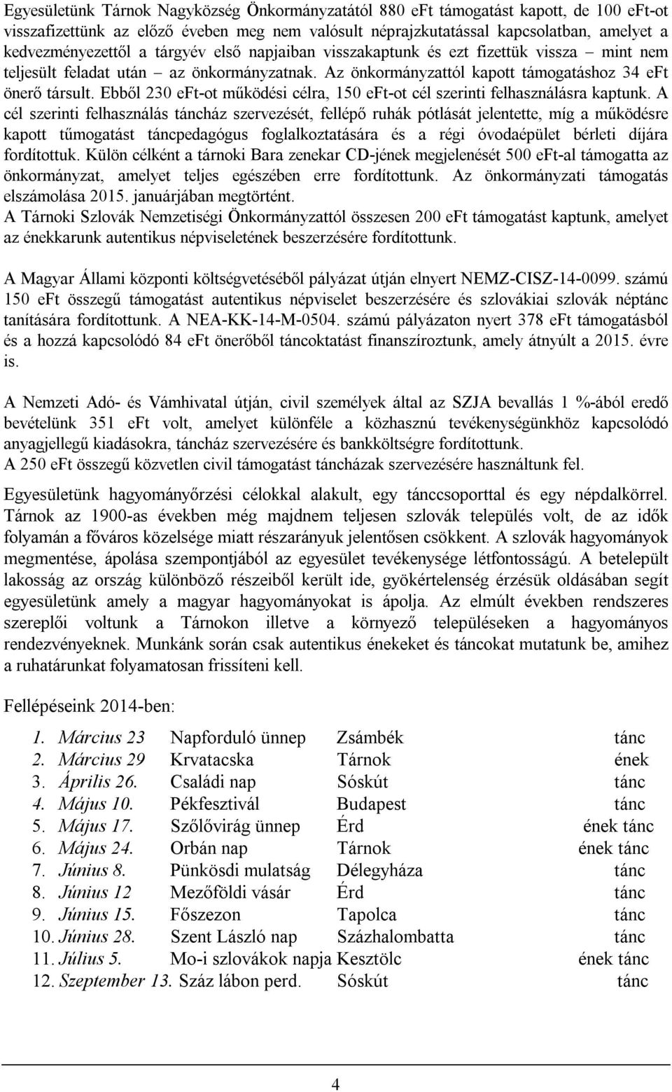 Ebből 230 eft-ot működési célra, 150 eft-ot cél szerinti felhasználásra kaptunk.