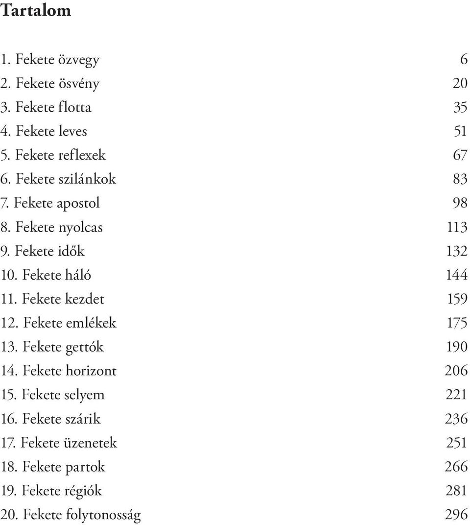 Fekete kezdet 159 12. Fekete emlékek 175 13. Fekete gettók 190 14. Fekete horizont 206 15.