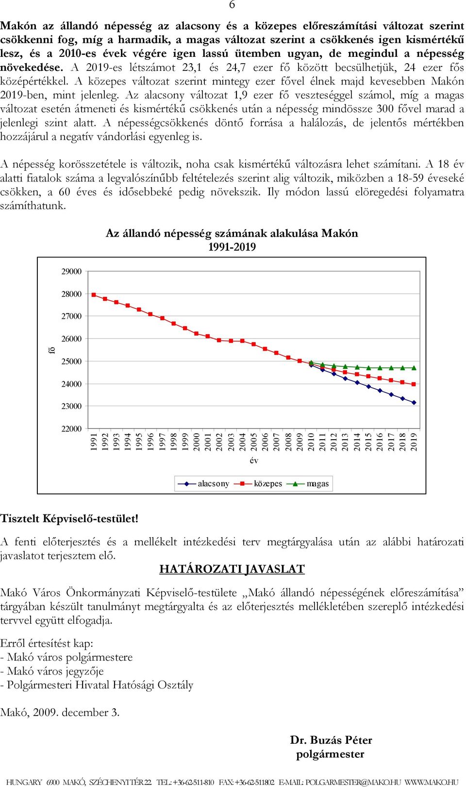 A közepes változat szerint mintegy ezer fővel élnek majd kevesebben Makón 2019-ben, mint jelenleg.