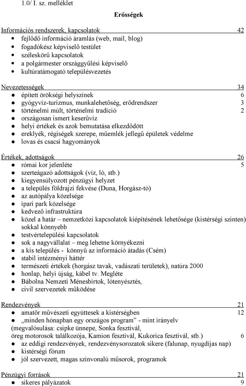 kultúratámogató településvezetés Nevezetességek 4 épített örökségi helyszínek 6 gyógyvíz-turizmus, munkalehetőség, erődrendszer történelmi múlt, történelmi tradíció 2 országosan ismert keserűvíz