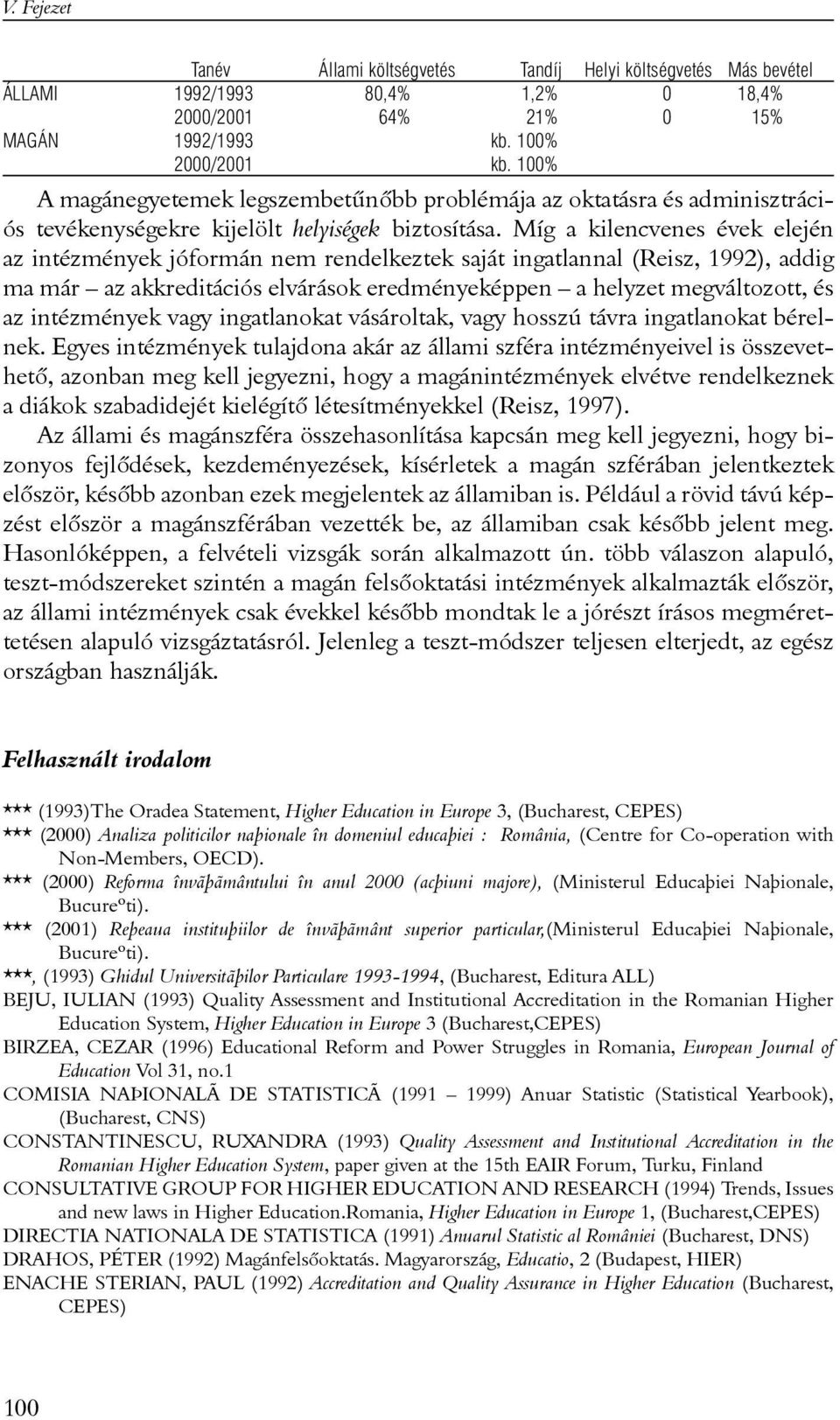 Míg a kilencvenes évek elején az intézmények jóformán nem rendelkeztek saját ingatlannal (Reisz, 1992), addig ma már az akkreditációs elvárások eredményeképpen a helyzet megváltozott, és az