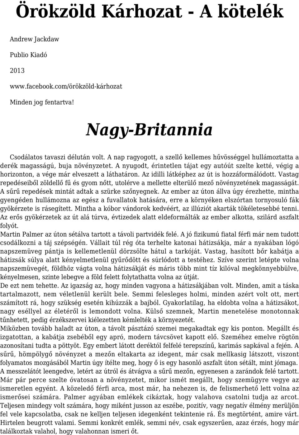 A nyugodt, érintetlen tájat egy autóút szelte ketté, végig a horizonton, a vége már elveszett a láthatáron. Az idilli látképhez az út is hozzáformálódott.