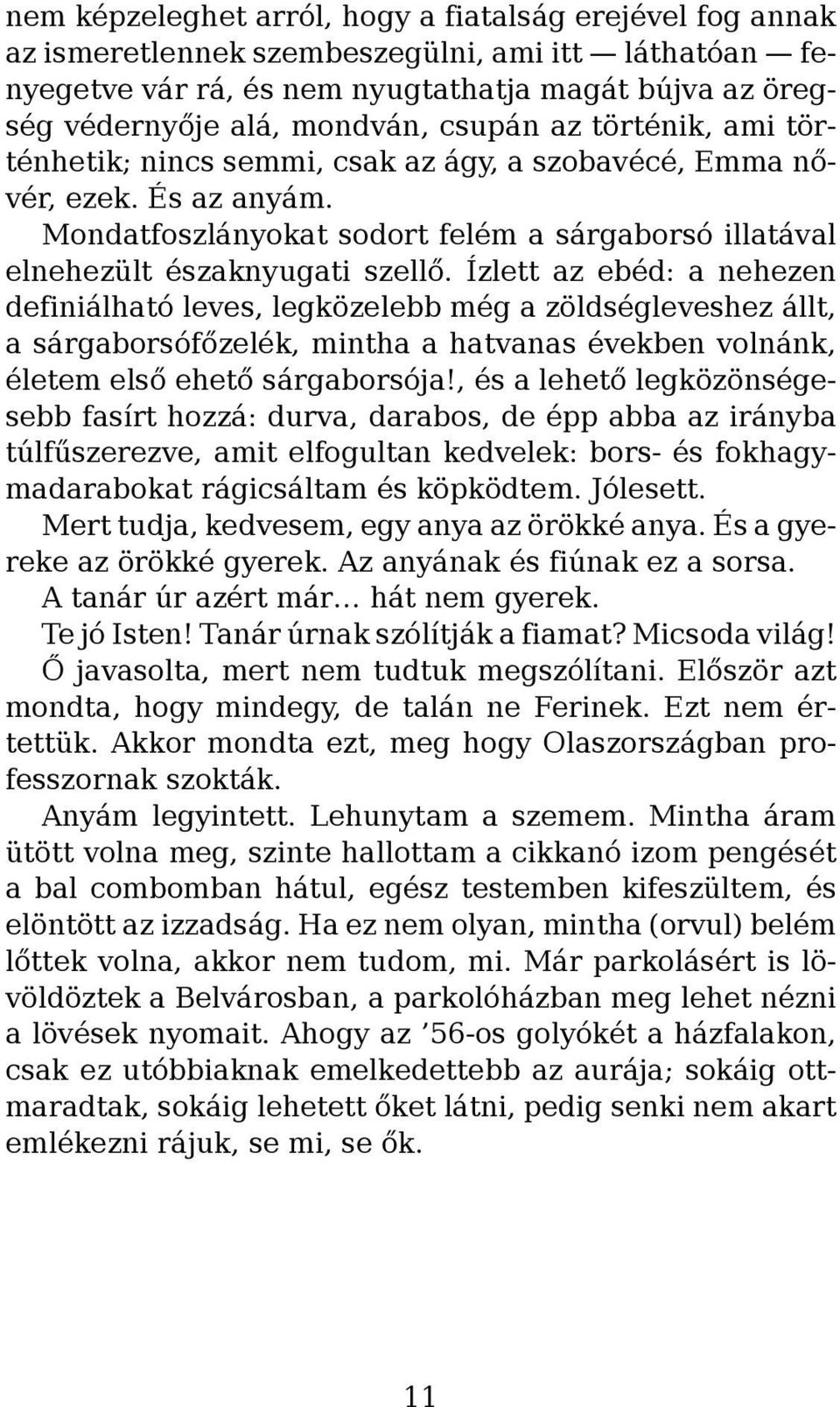 Ízlett az ebéd: a nehezen definiálható leves, legközelebb még a zöldségleveshez állt, a sárgaborsófőzelék, mintha a hatvanas években volnánk, életem első ehető sárgaborsója!