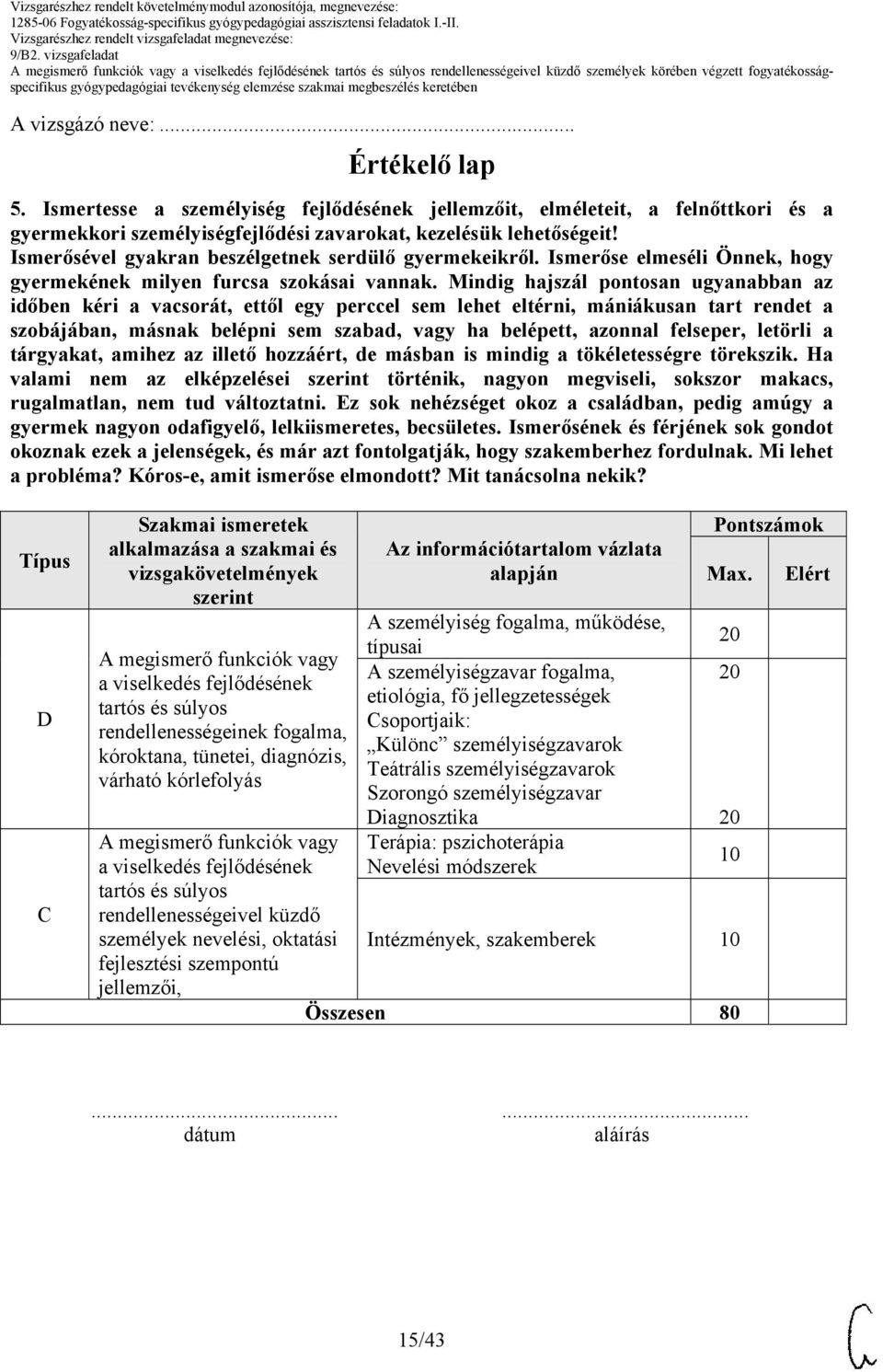 Mindig hajszál pontosan ugyanabban az időben kéri a vacsorát, ettől egy perccel sem lehet eltérni, mániákusan tart rendet a szobájában, másnak belépni sem szabad, vagy ha belépett, azonnal felseper,