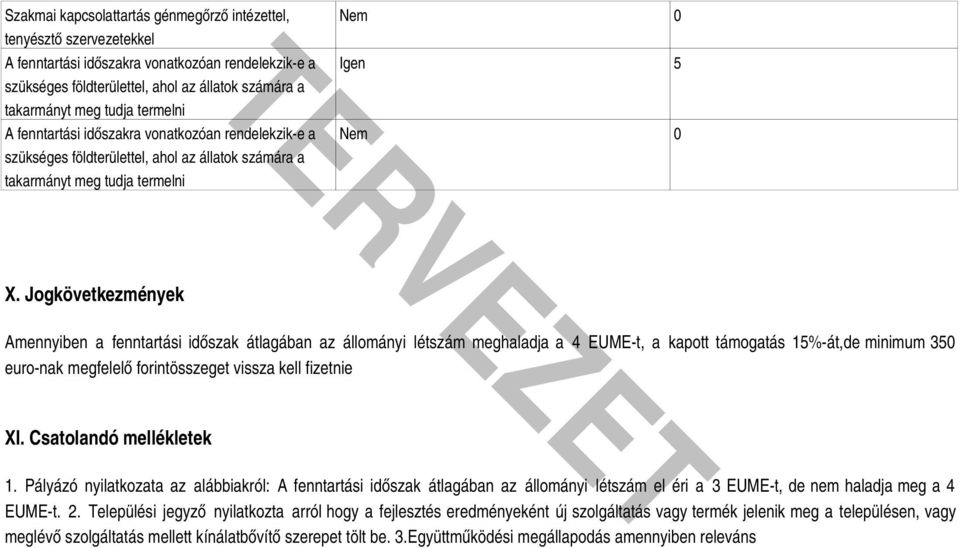 Jogkövetkezmények Amennyiben a fenntartási időszak átlagában az állományi létszám meghaladja a 4 EUMEt, a kapott támogatás 15%át,de minimum 350 euronak megfelelő forintösszeget vissza kell fizetnie