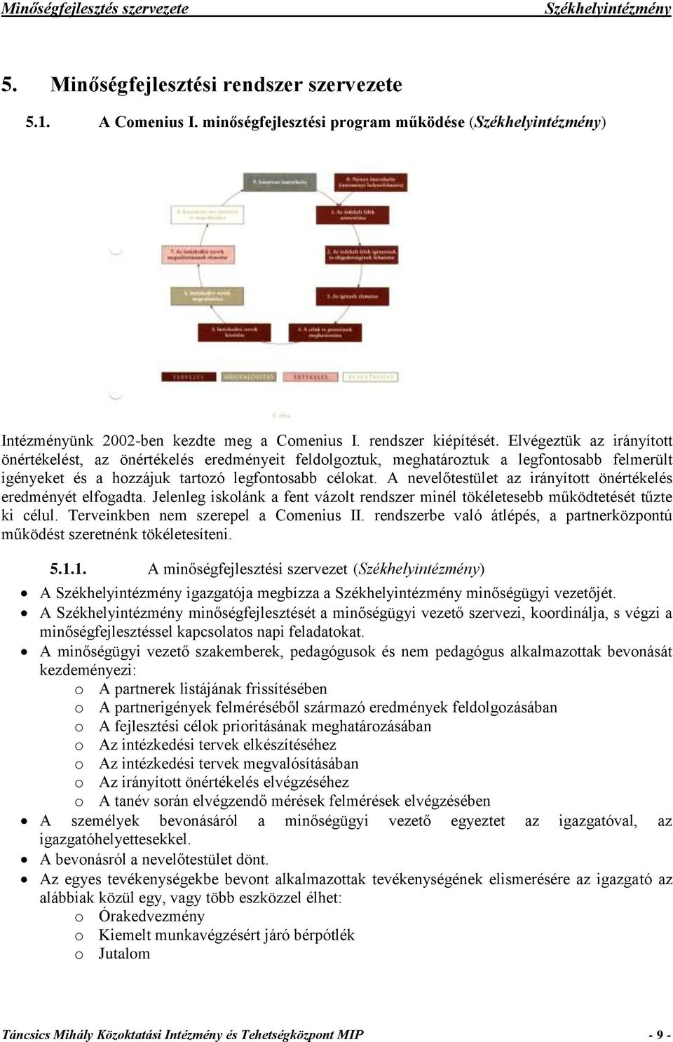 Elvégeztük az irányított önértékelést, az önértékelés eredményeit feldolgoztuk, meghatároztuk a legfontosabb felmerült igényeket és a hozzájuk tartozó legfontosabb célokat.