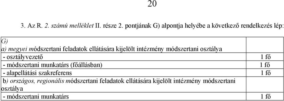 ellátására kijelölt intézmény módszertani osztálya - osztályvezető 1 fő - módszertani munkatárs