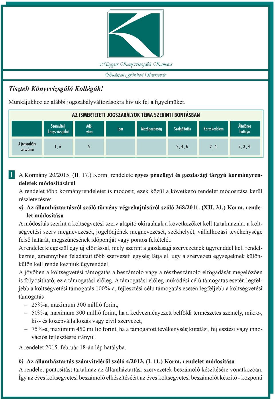 , 4. 1 A Kormány 20/2015. (II. 17.) Korm.