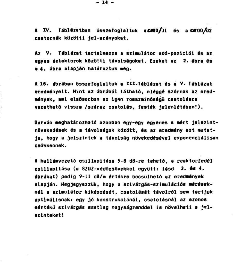 Mint az ábrából látható, eléggé szórnak ez eredmények, ami elsősorban az igen rosszminőségü csatolásra vezethető vissza /száraz csatolás, festék jelenlétében!).