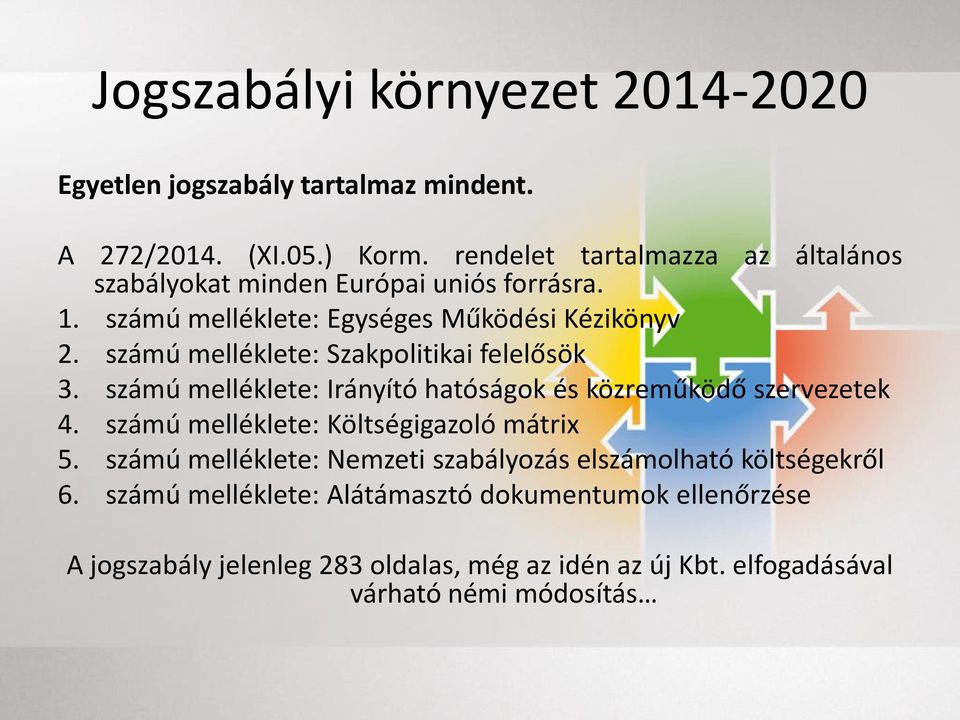 számú melléklete: Szakpolitikai felelősök 3. számú melléklete: Irányító hatóságok és közreműködő szervezetek 4.