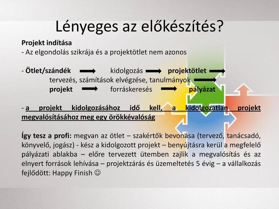 projekt forráskeresés pályázat - a projekt kidolgozásához idő kell, a kidolgozatlan projekt megvalósításához meg egy örökkévalóság Így tesz a profi: megvan