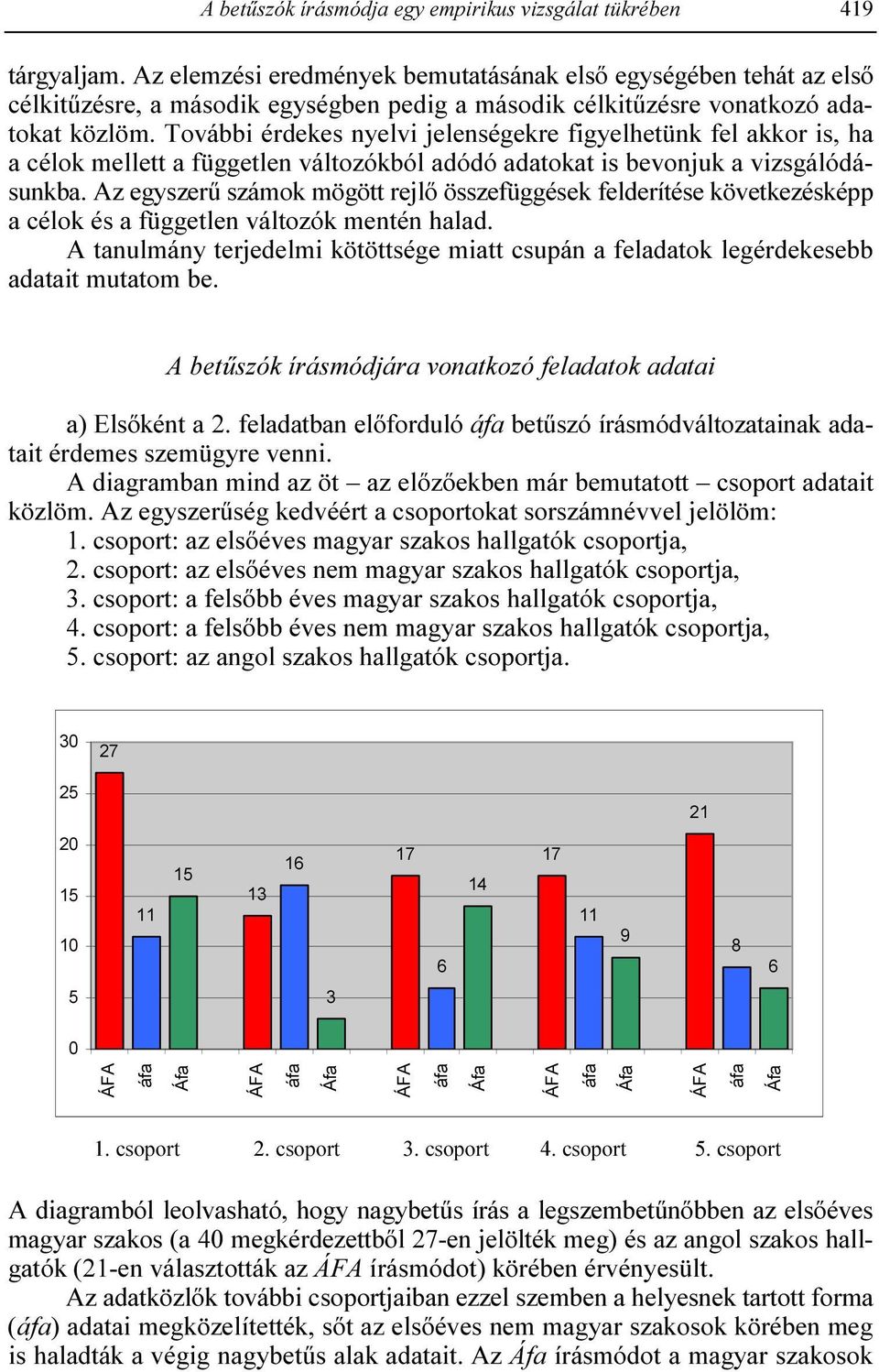 További érdekes nyelvi jelenségekre figyelhetünk fel akkor is, ha a célok mellett a független változókból adódó adatokat is bevonjuk a vizsgálódásunkba.