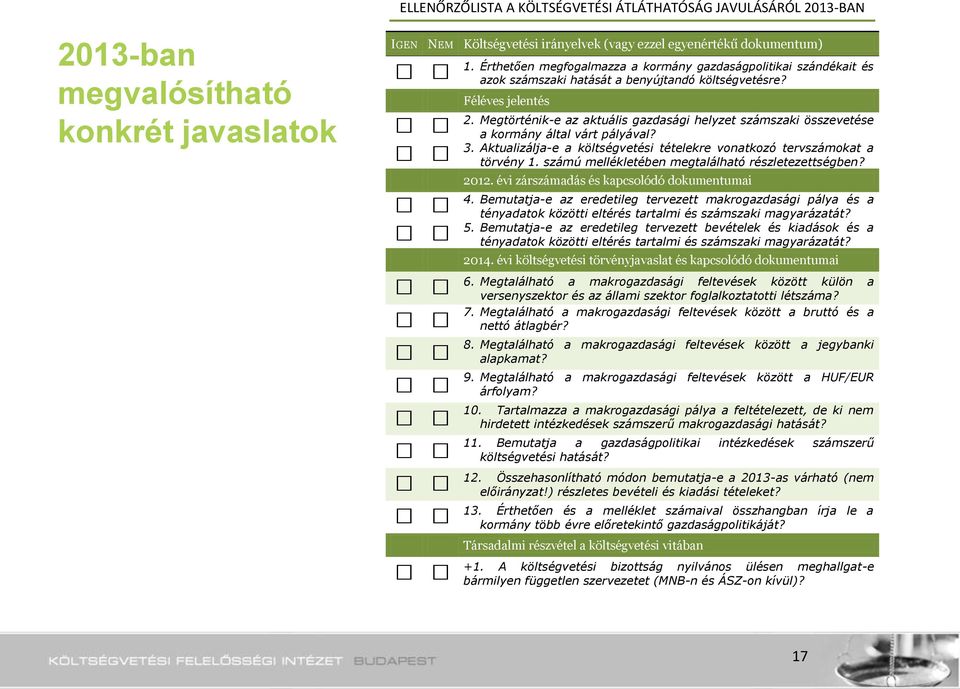 Megtörténik-e az aktuális gazdasági helyzet számszaki összevetése a kormány által várt pályával? 3. Aktualizálja-e a költségvetési tételekre vonatkozó tervszámokat a törvény 1.