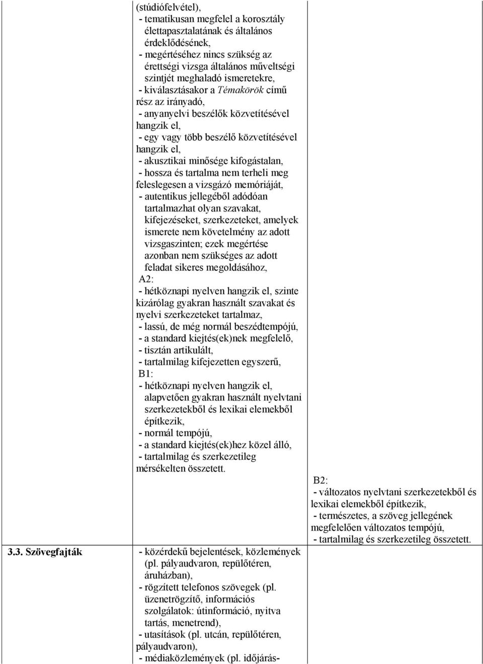 kifogástalan, - hossza és tartalma nem terheli meg feleslegesen a vizsgázó memóriáját, - autentikus jellegéből adódóan tartalmazhat olyan szavakat, kifejezéseket, szerkezeteket, amelyek ismerete nem