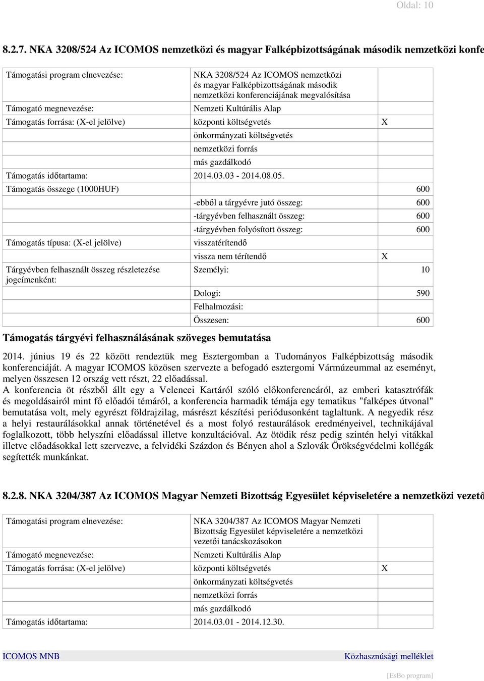 megvalósítása Támogatás forrása: (-el jelölve) központi költségvetés Támogatás idıtartama: 2014.03.03-2014.08.05.