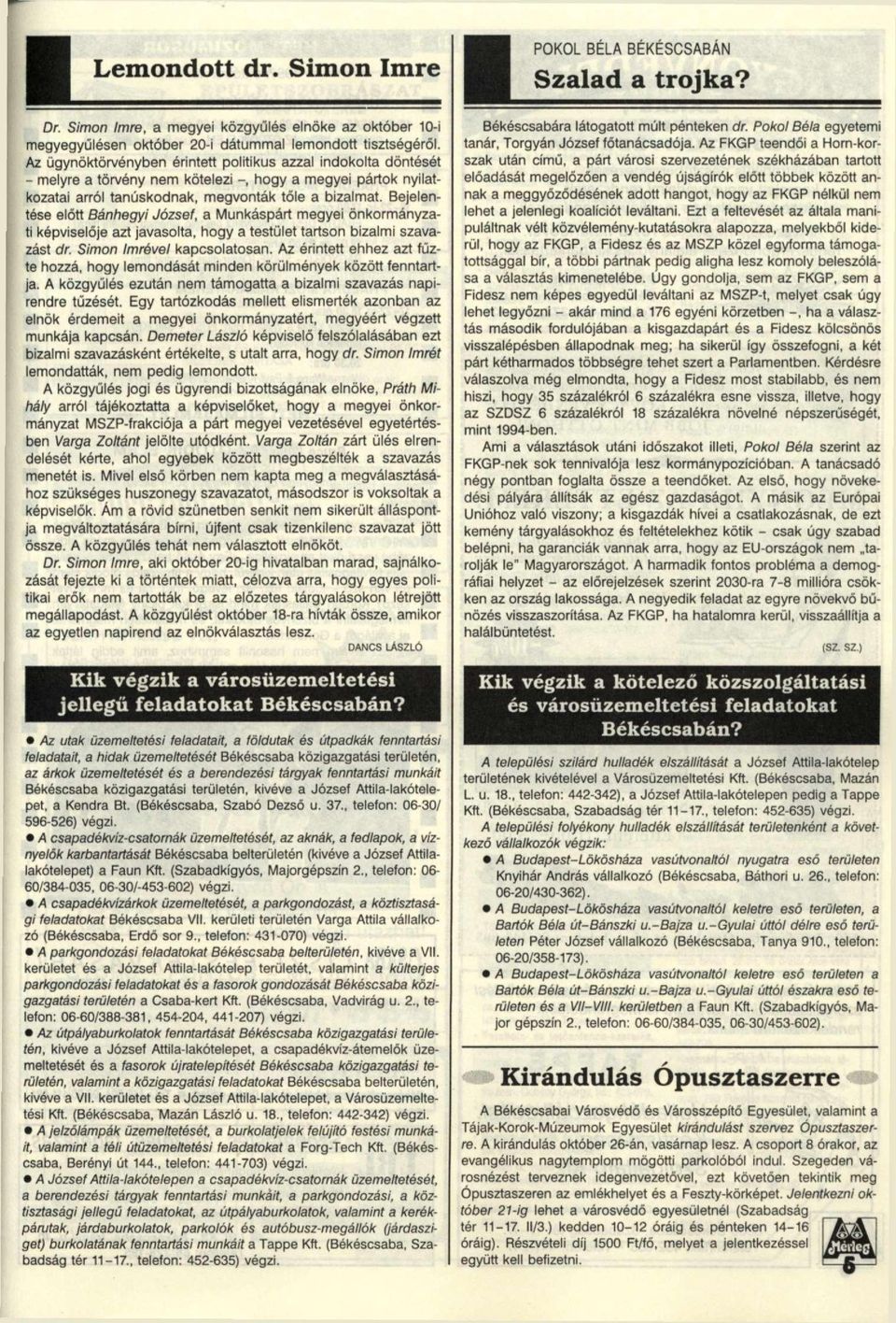 Bejelentése előtt Bánhegyi József, a Munkáspárt megyei önkormányzati képviselője azt javasolta, hogy a testület tartson bizalmi szavazást dr. Simon Imrével kapcsolatosan.