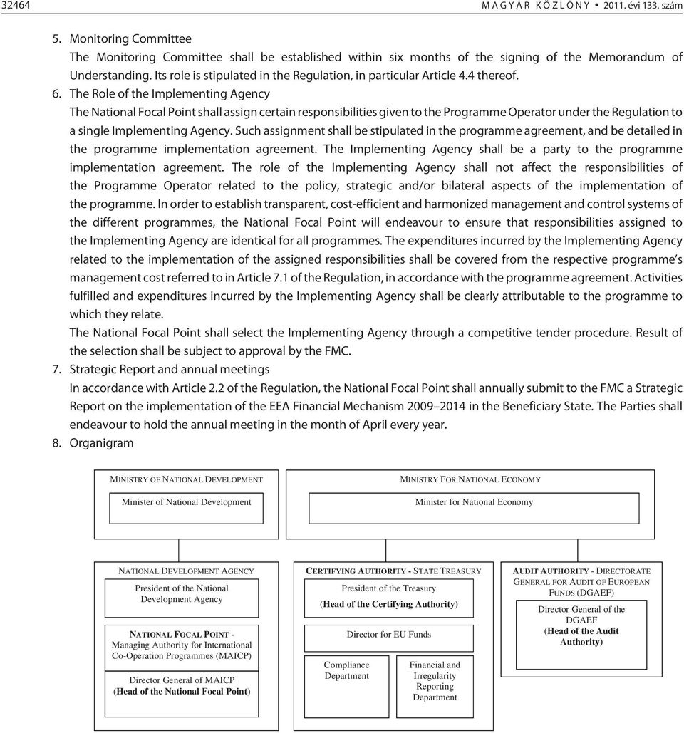 The Role of the Implementing Agency The National Focal Point shall assign certain responsibilities given to the Programme Operator under the Regulation to a single Implementing Agency.