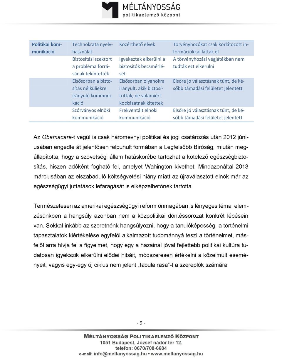 valamiért kockázatnak kitettek Elsőre jó választásnak tűnt, de később támadási felületet jelentett Szórványos elnöki kommunikáció Frekventált elnöki kommunikáció Elsőre jó választásnak tűnt, de