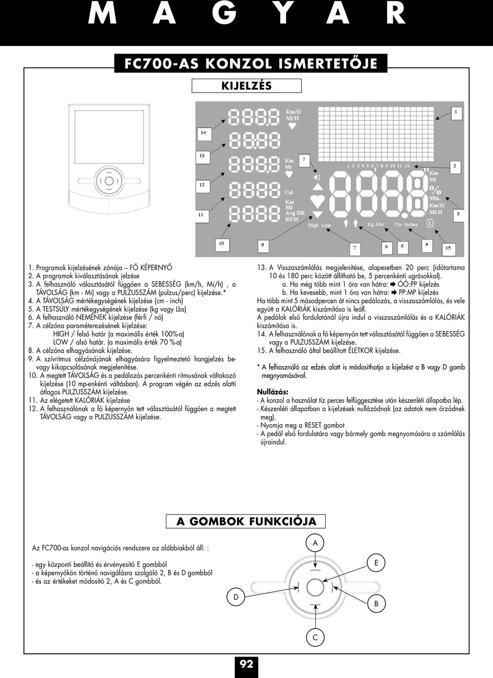 A TESTSÚLY mértékegységének kijelzése (kg vagy Lbs) 6. A felhasználó NEMÉNEK kijelzése (férfi / nő) 7.