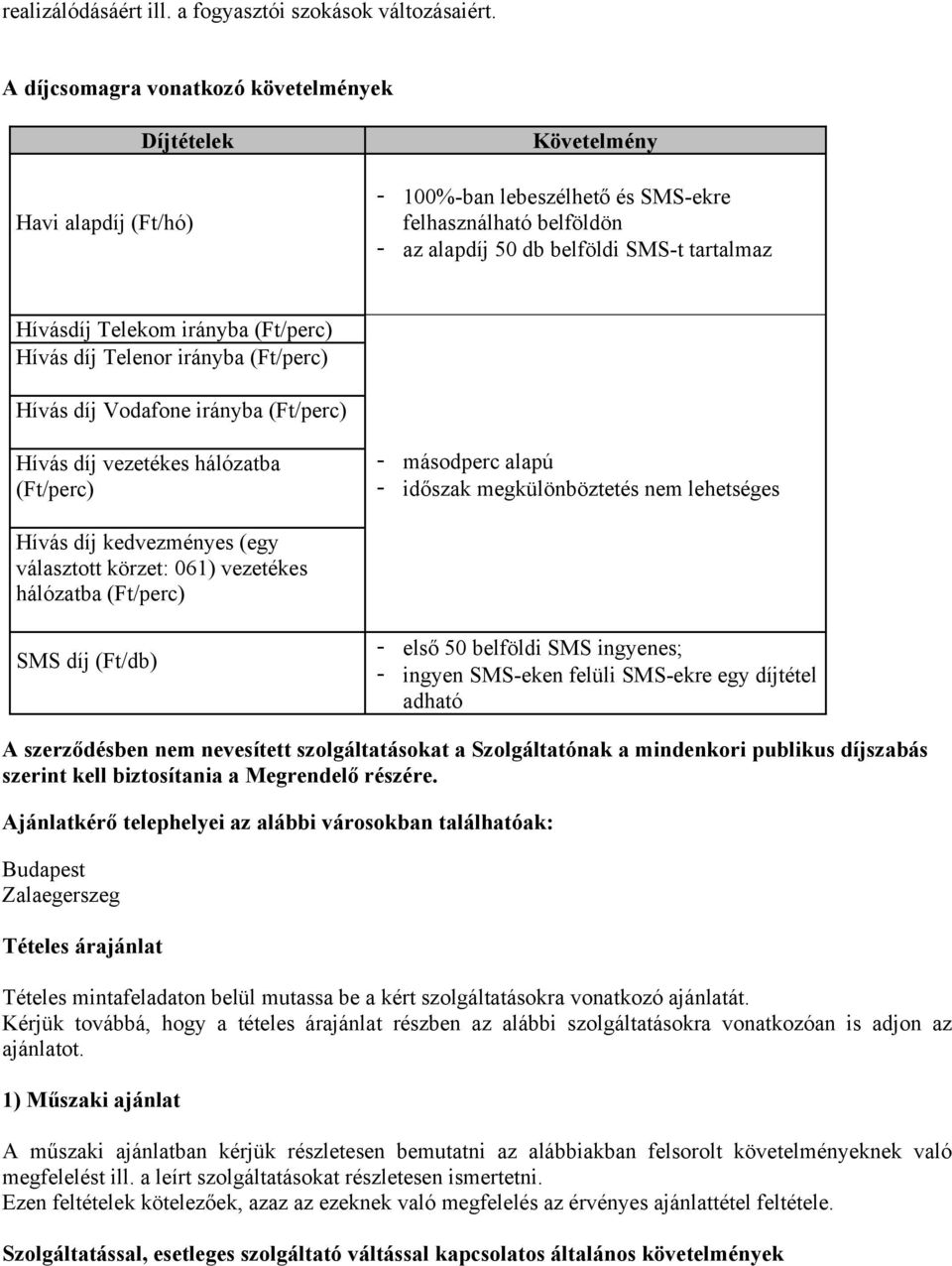 Telekom irányba (Ft/perc) Hívás díj Telenor irányba (Ft/perc) Hívás díj Vodafone irányba (Ft/perc) Hívás díj vezetékes hálózatba (Ft/perc) - másodperc alapú - időszak megkülönböztetés nem lehetséges