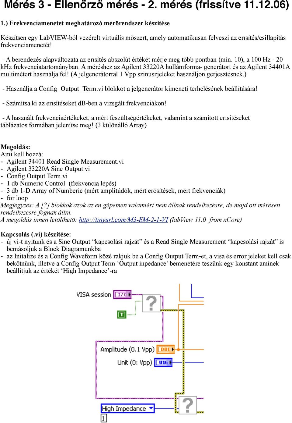 - A berendezés alapváltozata az erısítés abszolút értékét mérje meg több pontban (min. 10), a 100 Hz - 20 khz frekvenciatartományban.