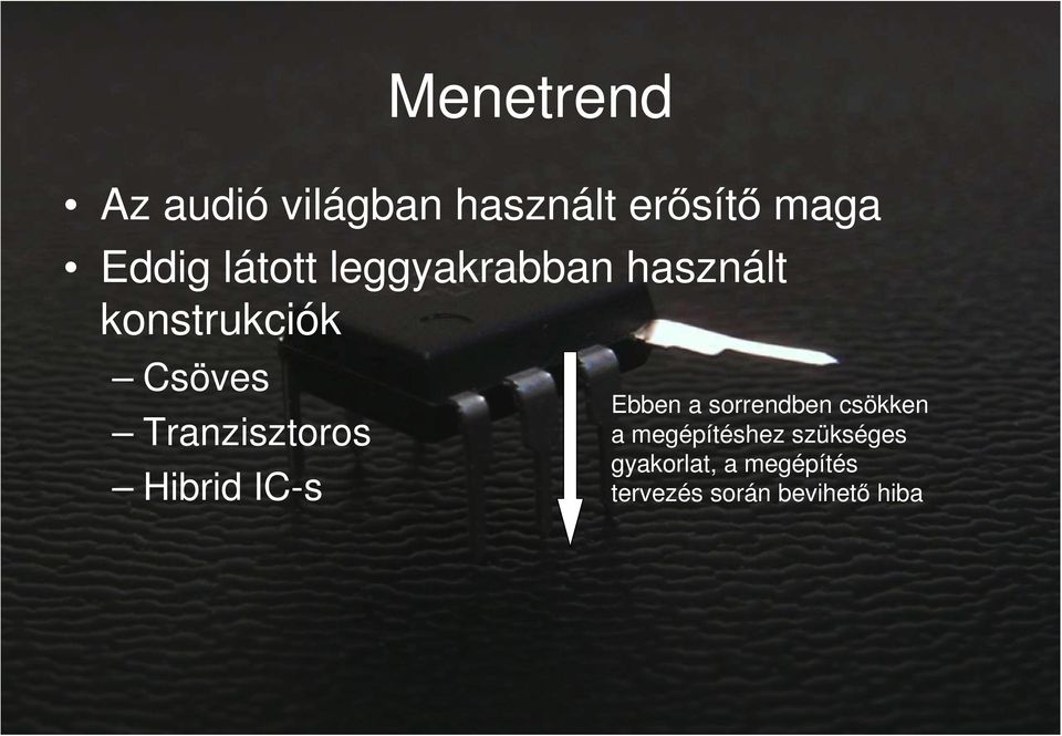 Tranzisztoros Hibrid IC-s Ebben a sorrendben csökken a