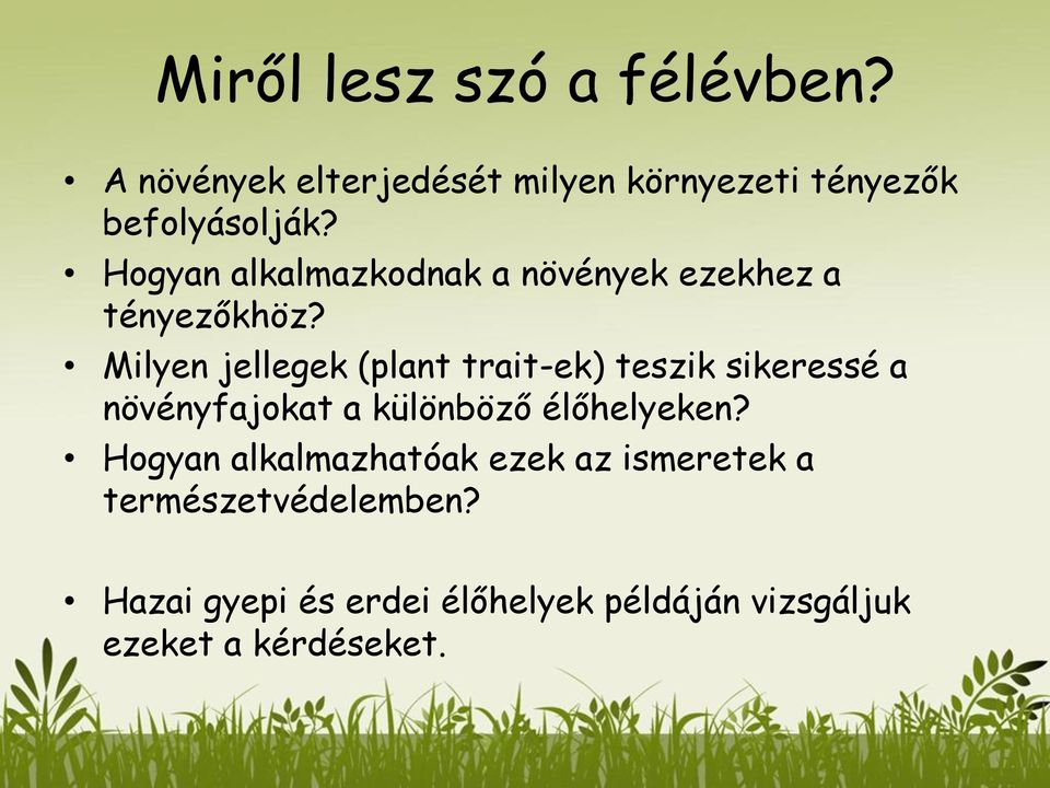 Milyen jellegek (plant trait-ek) teszik sikeressé a növényfajokat a különböző élőhelyeken?