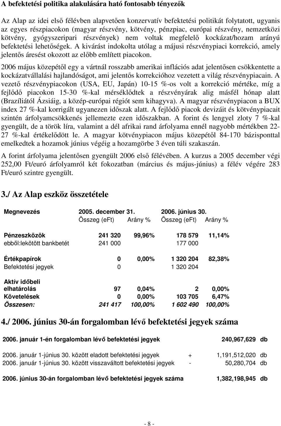 A kivárást indokolta utólag a májusi részvénypiaci korrekció, amely jelentıs áresést okozott az elıbb említett piacokon.